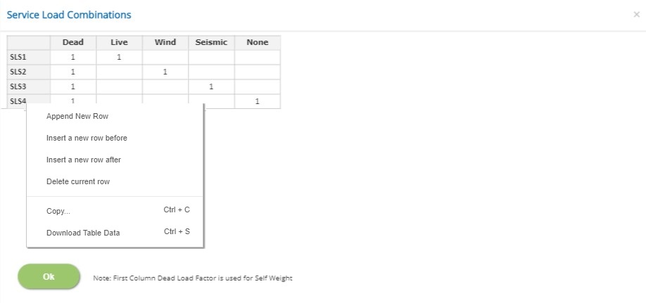 ECMAT Service Load Combinations